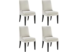 KISLOT Upholstered Dining Chairs Modern Sidechair Performance Fabric High Back Armlesschair for Diningroom Kitchen,Cream,Set of 4(2 Box)