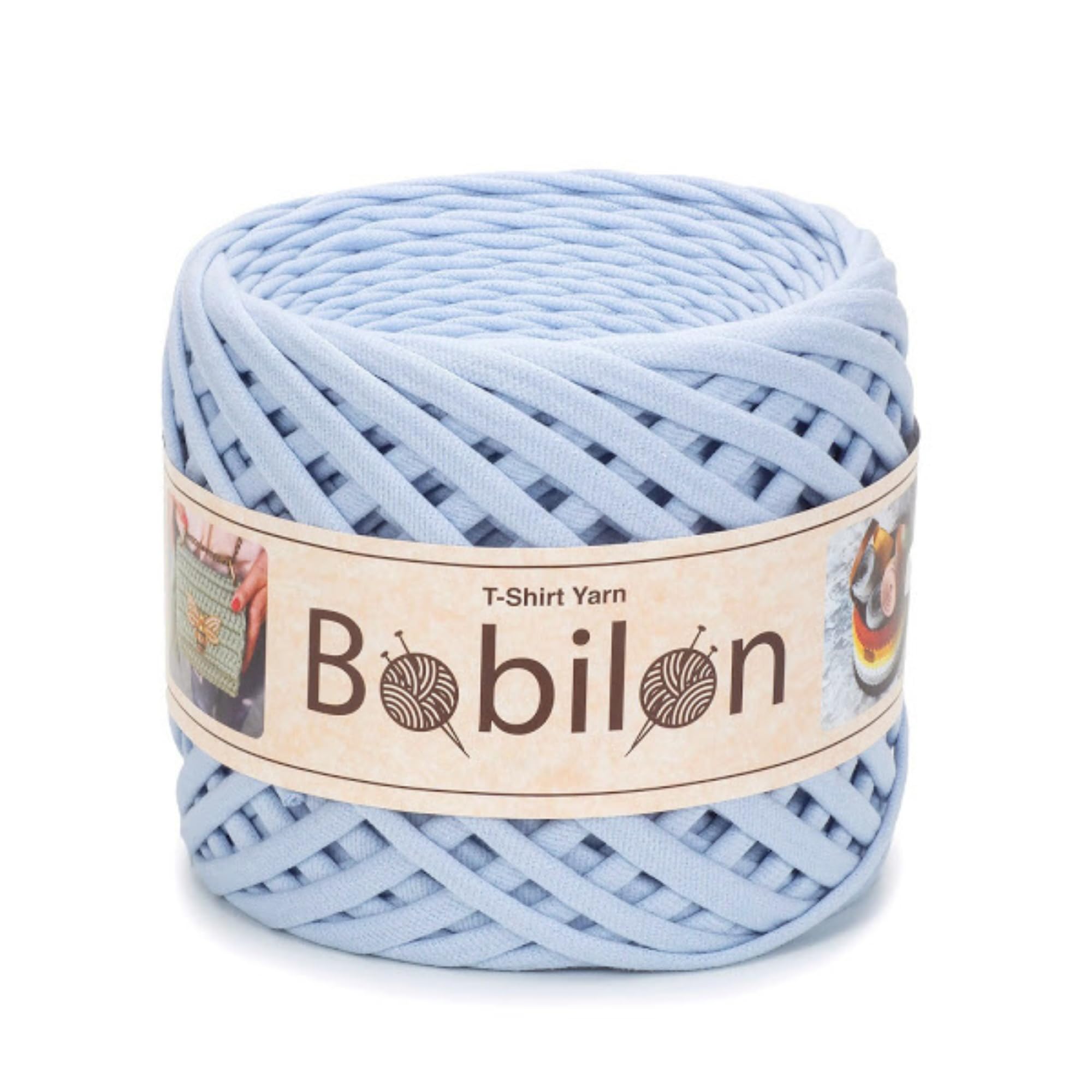 Bobilon T-Shirt Yarn Fettuccini Zpagetti Style, 7-9 mm, 100% Cotton, Sky Blue
