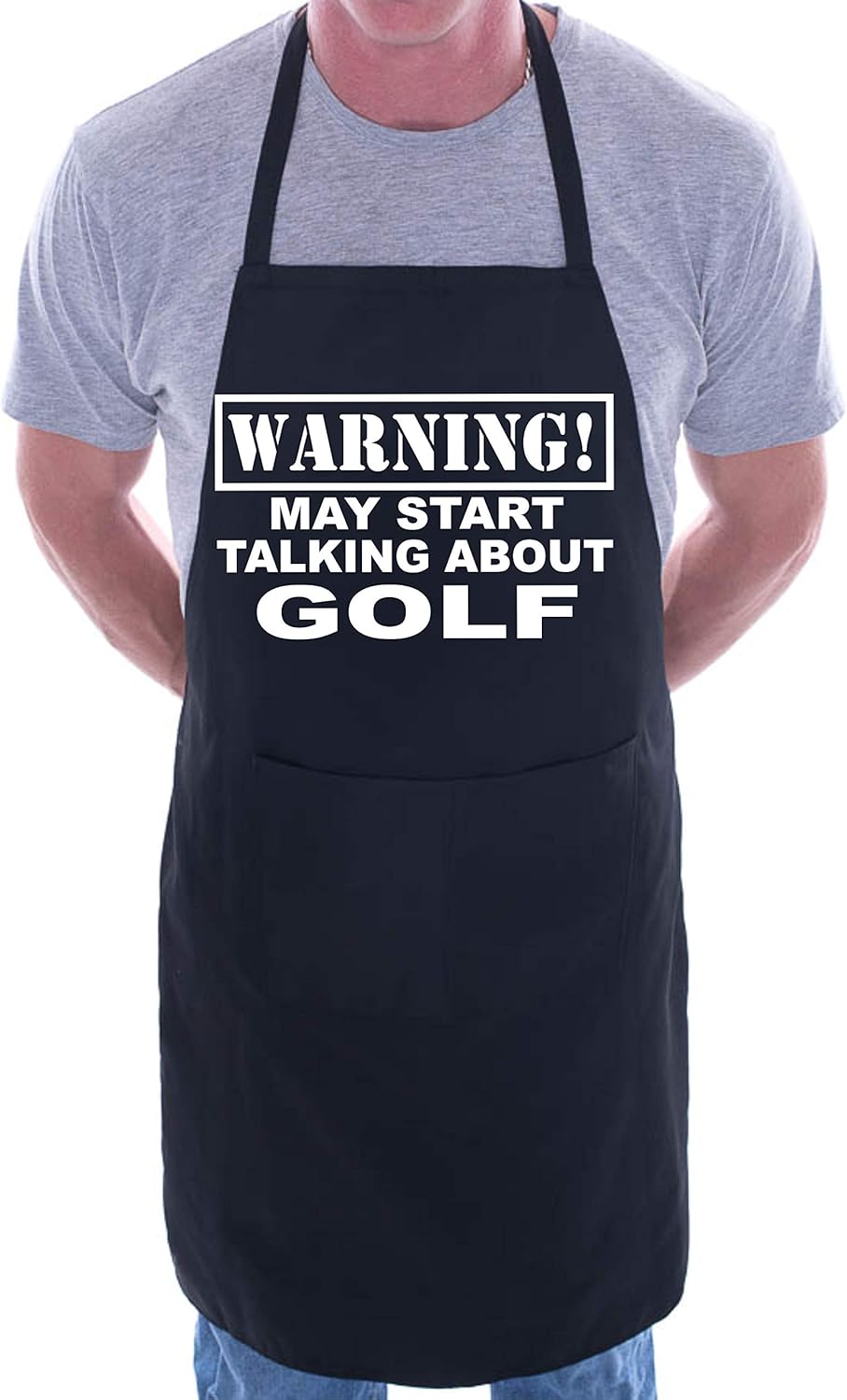 Print4U Warning May Talk About Golf Funny BBQ Novelty Cooking Apron Black