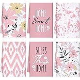 Bencailor 6 Pack Decorative Kitchen Towels Sets Hand Dish Towels Farmhouse Funny Southwest Aztec Rose Design Bathroom Tea Cloth for Home Supplies 16" x 24"(Pink Color,Romantic Style)