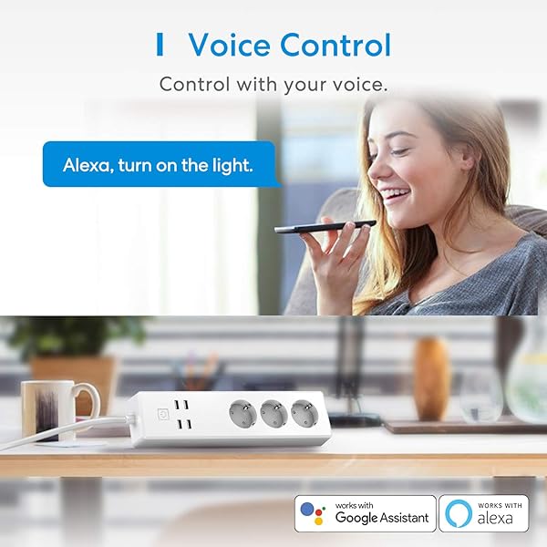Meross Intelligente Steckdosenleiste Smart WLAN Mehrfachsteckdose mit berspannungsschutz mit 3 AC Ausgnge und 4 USB Anschlsse Kompatibel mit Alexa Google Home und SmartThings mit App Fernsteuerung