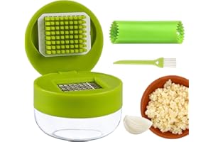 3-in-1 Garlic Press Set, ​Stainless Steel Garlic Mincer​ with ​Garlic Peeler​ & Cleaning Brush, ​Garlic Crusher​ Tool with St