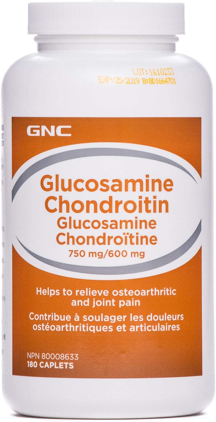 GNC Glucosamine Chondroitin 750mg/600mg, 180 Caplets, Helps Relieve