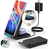Foldable Wireless Charger for Samsung, 3 in 1 Fast Samsung Charging Station for S25 Ultra S24/S23/S22/Z Fold 7/6/Z Flip/Note, Rotatable Samsung Watch Charger for Galaxy Ultra/8/7/6, Galaxy Buds, Black