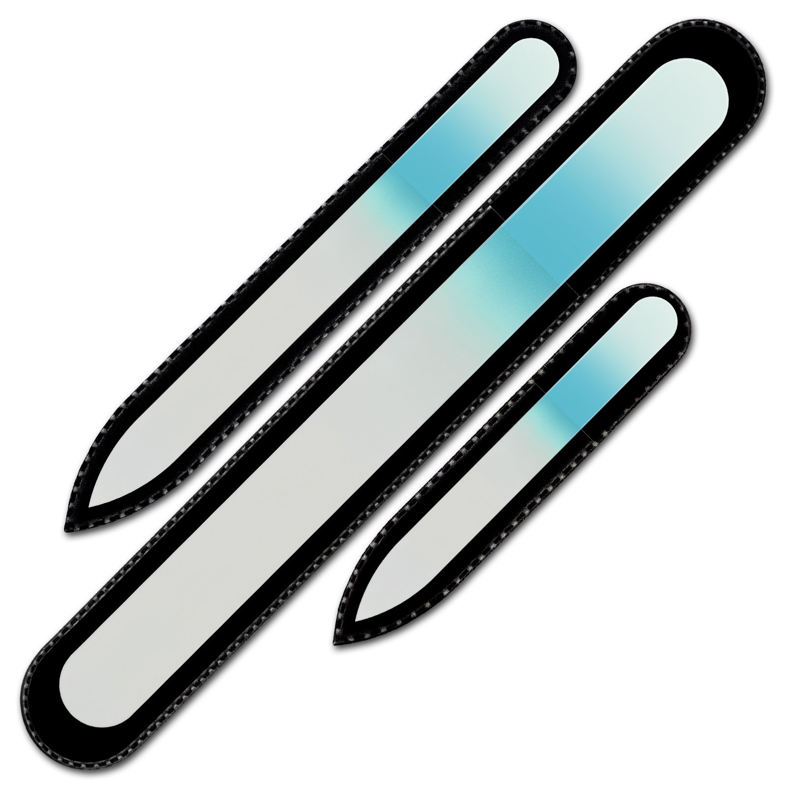 Glass Nail File - Mont Bleu Gift Set of 3 Crystal Nail Files in Pouch - Genuine Czech Tempered Glass - Handmade Gifts for Girlfriend - Premium Quality Professional Set of Nail Files for Women — image 1