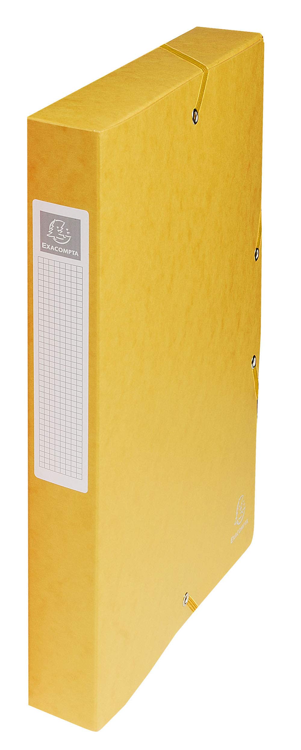 Exacompta - Ref 50409E - Pressboard Filing Box - 250 x 330mm in Size, Suitable for Holding A4 Documents, 4cm Spine, 600gsm Genuine Pressboard, Spine Label - Yellow