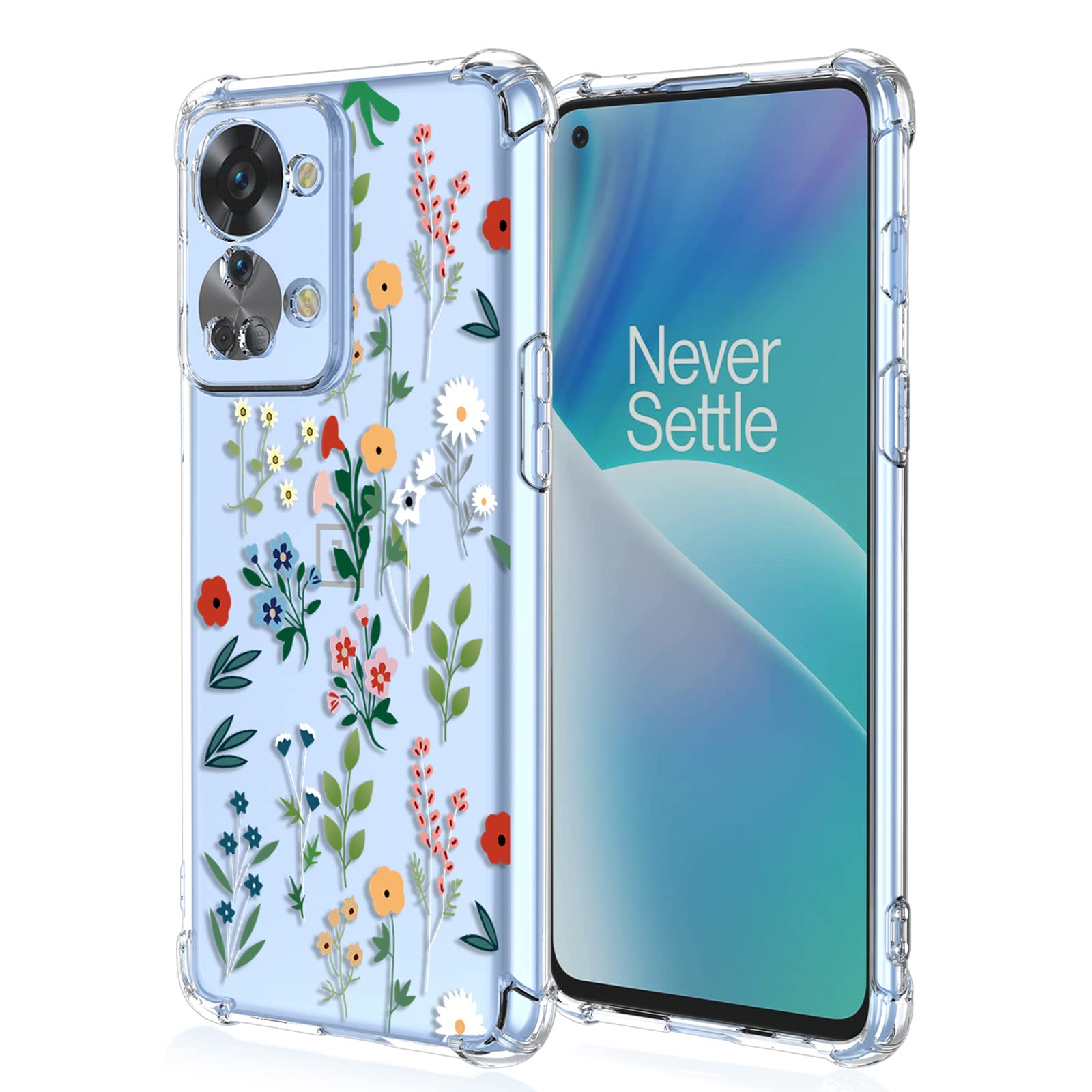 XINYEXIN Case for OnePlus Nord 2T, Painting Flower Pattern Clear Case Soft TPU Silicone Case Slim Shockproof Bumper Girl Women Phone Cover - Flower Art — image 1