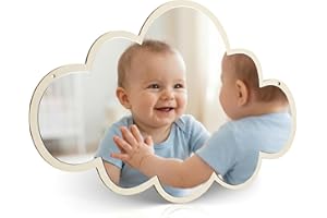 FOMIYES Children Mirror Cloud Wooden Mirror Cartoon Safety Shatterproof Mirror Mirror Wall Sticker Nordic Kid Bedroom Nursery
