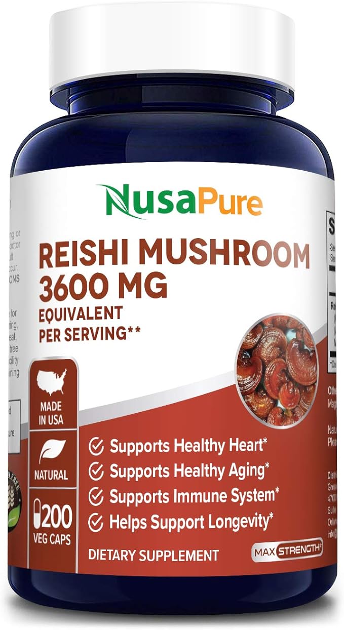 Reishi Mushroom Extract 3600mg 200 Veggie Caps (NonGMO & Gluten Free