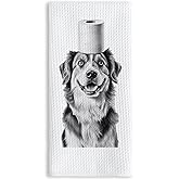 TNUW Funny Australian Shepherd Hand Towels 16x24 Inch, Australian Shepherd Gifts for Women, Aussie Dog Gifts for Women Decorative Hand Towels for Bathroom Washroom Decor, Funny Dog Bathroom Decor