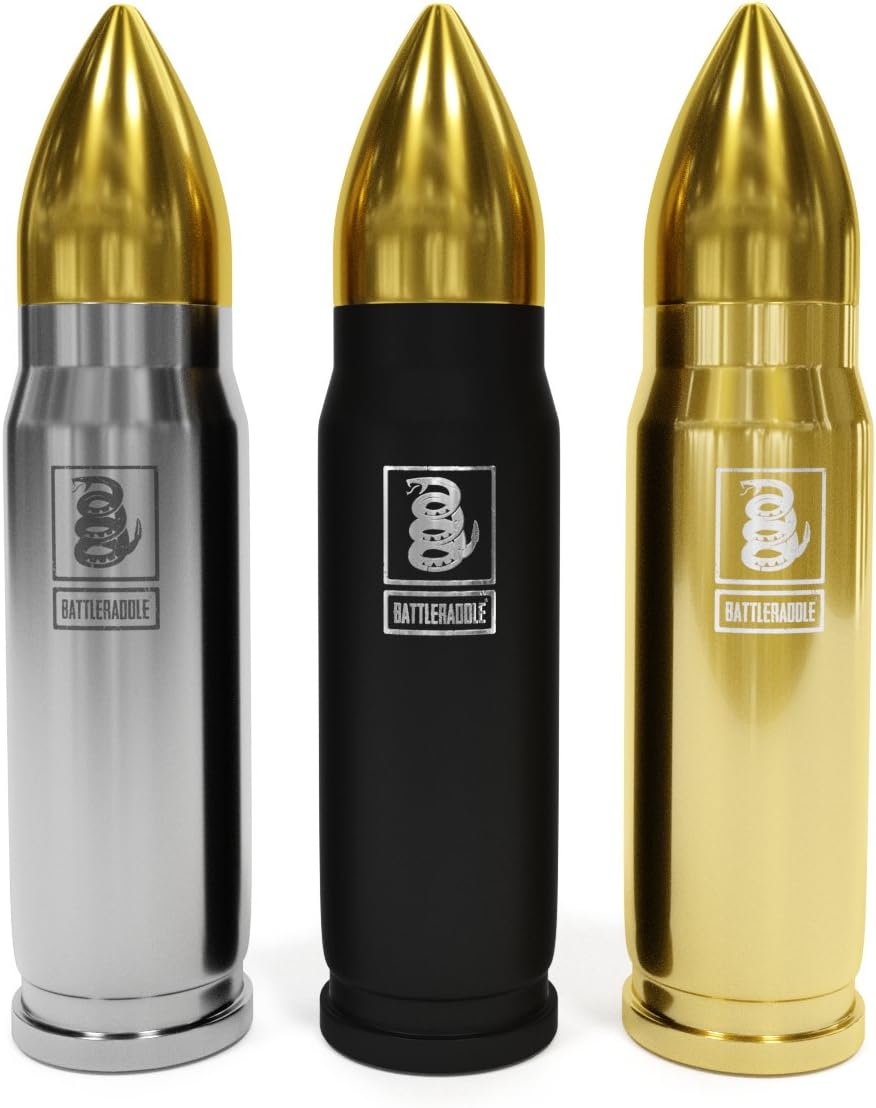 Battleraddle Bullet Coffee Tea Cup Mug Brew Beer Chiller Stainless Steel Thermos Tumbler 3 Colors (Black, Brass, Silver)