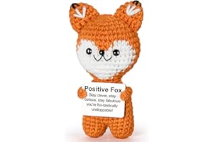 FliipFlaap Positive Crochet Animals Fox - Emotional Support Crochet Gifts for Women Men Birthday Christmas Friends Coworkers Teachers Self Care Desk Home Fall Decor Relaxation Encouragement Gift