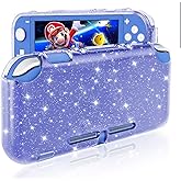 DLseego Purple Glitter Protective Case for Switch Lite, Bling Clear Crystal Soft TPU Cover with Shock-Absorption and Anti-Scratch Design, Cute Sparkle Shining Skin for Switch 2019 Version