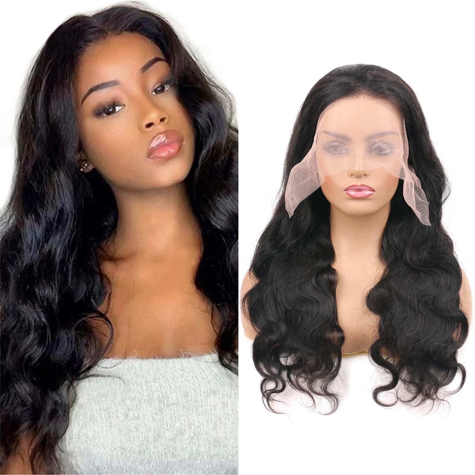 30 Inch 13x4 Lace Front Wigs Body Wave Human Hair for Black Women Glueless Long Remy Brazilian Wig Transparent Lace Free Part Pre Plucked with Natural Hairline 150% Density Natural Color