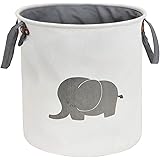 HIYAGON Storage Baskets,Cotton Foldable Round Home Organizer Bin for Baby Nursery,Toys,Laundry,Baby Clothing,Gift Baskets(Ele