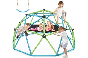 EASYEGO Climbing Dome with Hammock, 10FT Jungle Gym with Swing for Kids 3 to 10 Outdoor Play Equipment, Supports 800lbs Toddler Play Set, Anti-Rust & Easy Assembly, Gift for Boys Girls