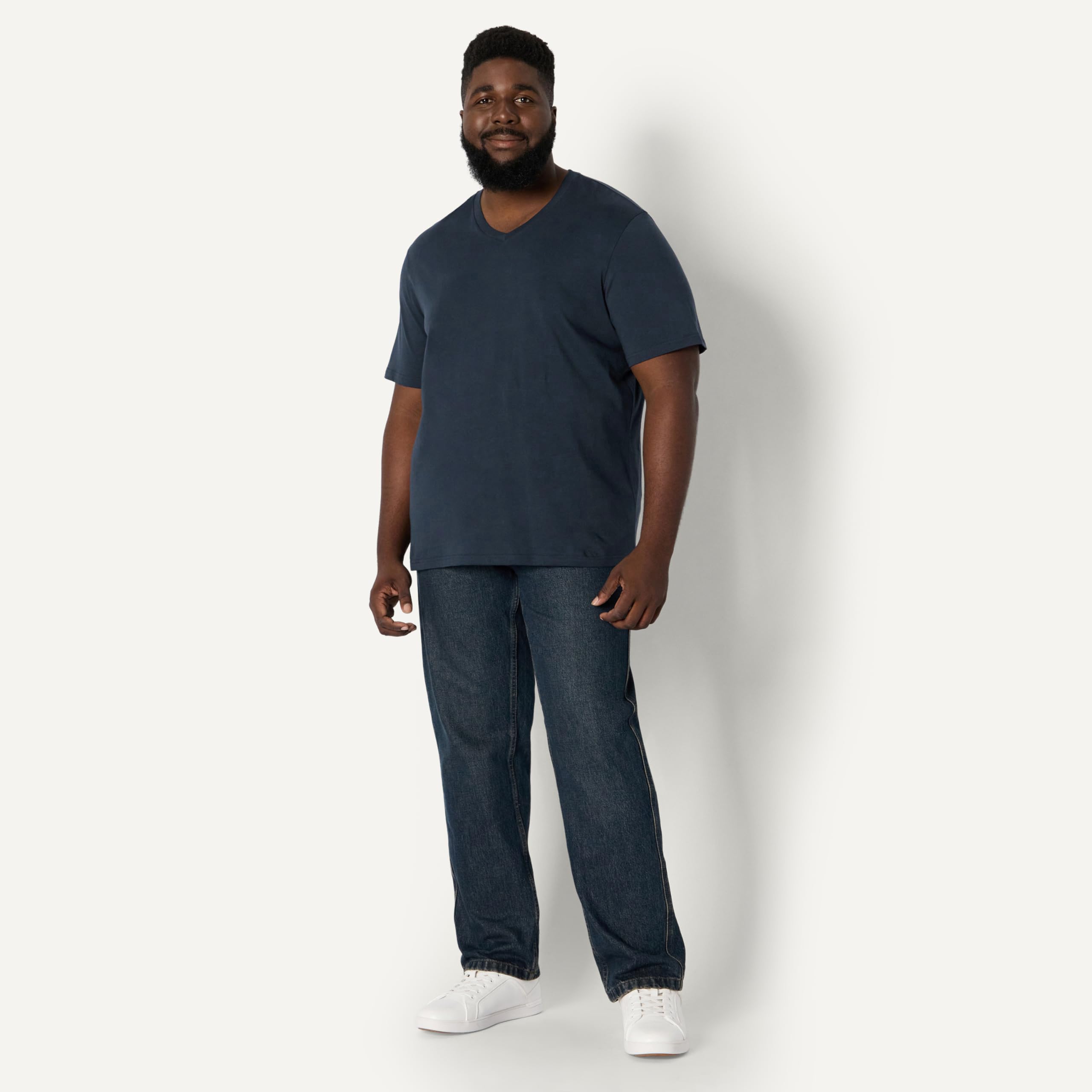 Amazon Essentials Herren Kurzärmeliger V-Ausschnitt in normaler Passform, 6er-Pack, Marineblau, L 7