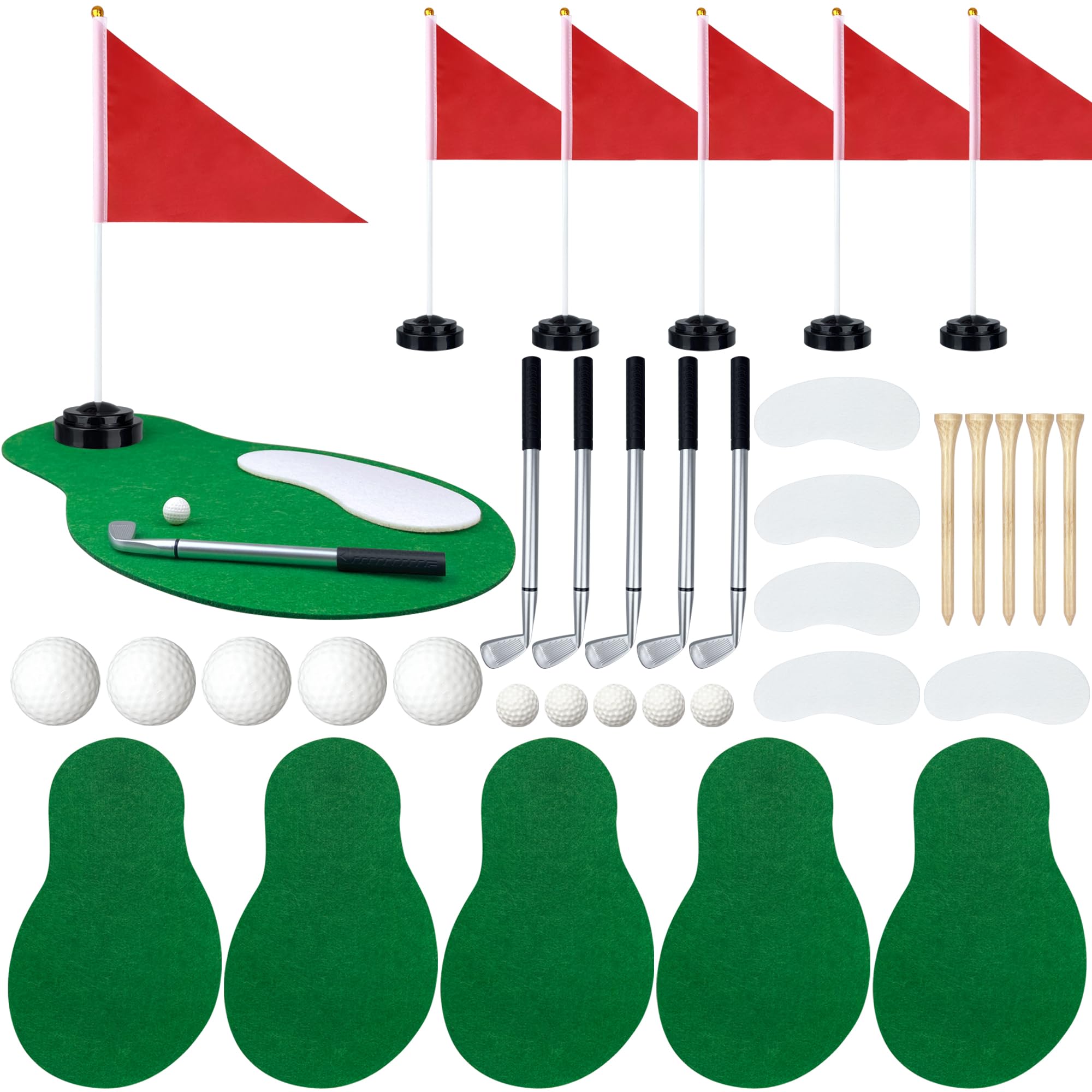 Photo 1 of 5 Sets 40 PCS Golf Centerpieces Table Decorations with Green Mats Ball Red Flag Plastic Flag Stand for Sport Themed Birthday Party Decor