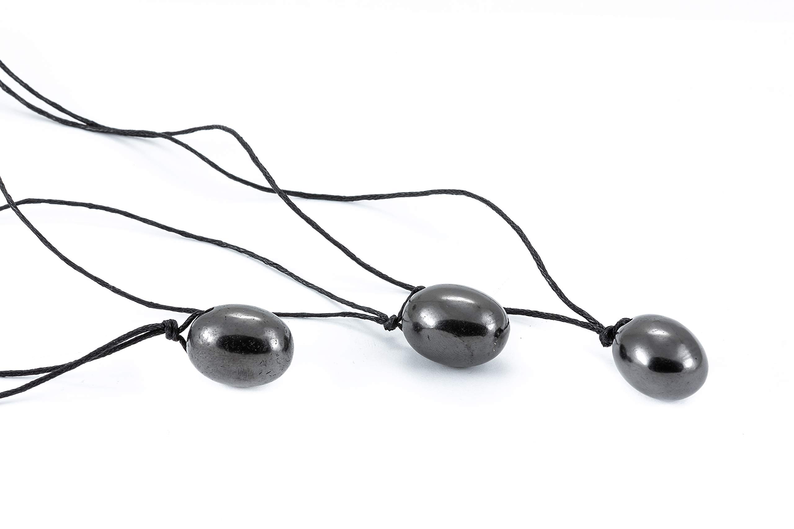 SN NATURSTEIN UG - Shungite "Olive" Pendants, 28 mm | Gem Stone from Karelia - 3 units