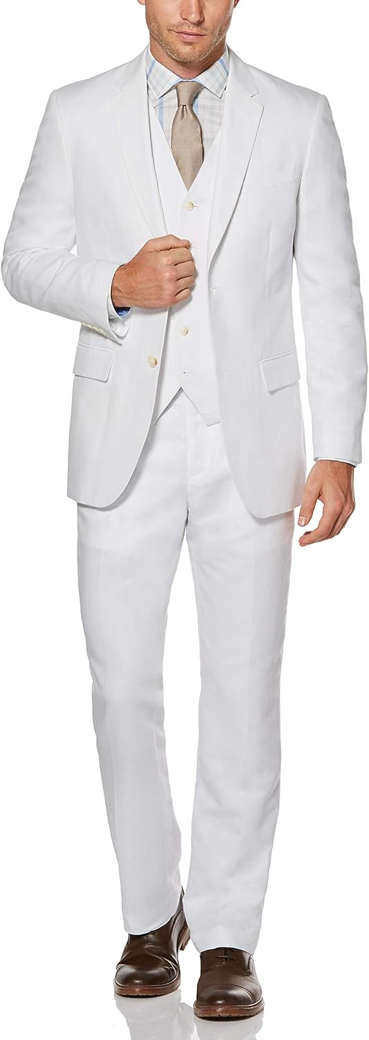 Perry Ellis Men's Linen Suit Jacket, Bright White, 42/Large at  Men’s Clothing store