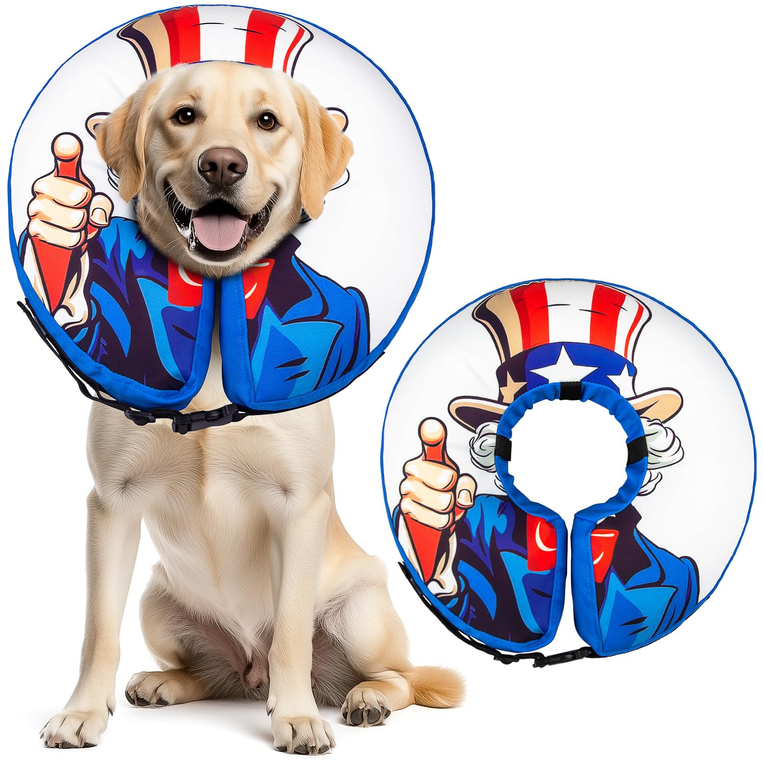 Photo 1 of Large Dog Cone Collar Alternative Soft Inflatable Donut Collar After Surgery Dogs Recovery Won't Obstruct Vision Suitable Cones E Collar for Small Medium Large Dogs and Cats