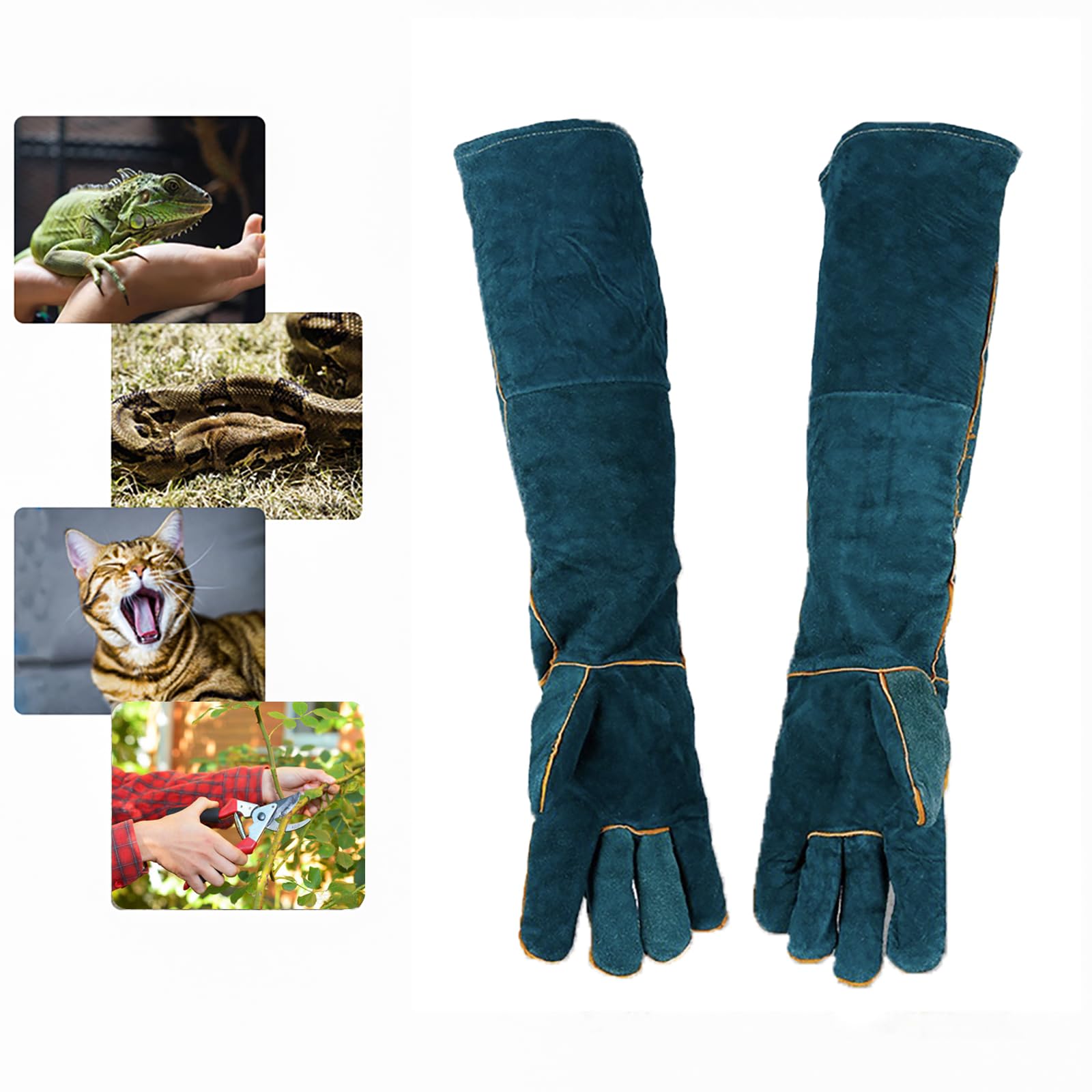 FIPASEN Animal Handling Gloves Bite Resistant, 23.6'' Anti Scratch Gloves for Grabbing Cats Reptile Puppy Bird or Gardening