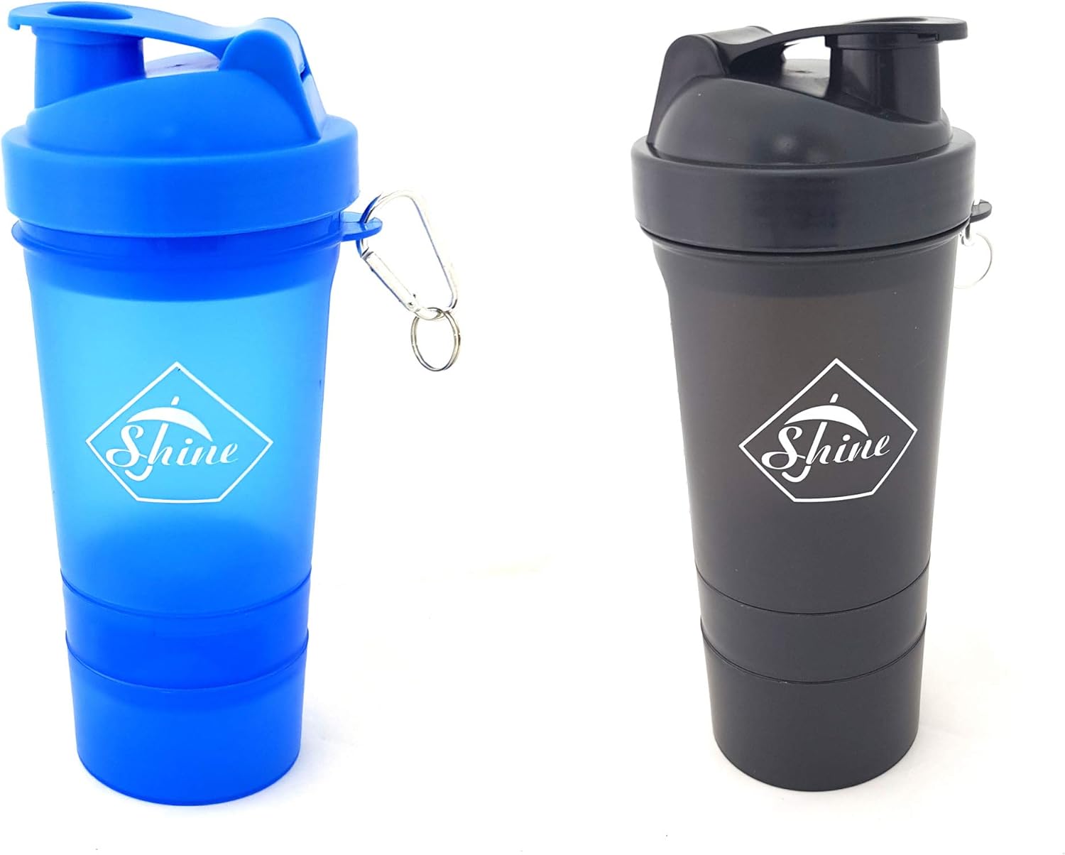 SET OF 2 PROTEIN SHAKER WITH POWDER STORAGE COMPARTMENT 350ML SPORTS