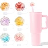 Flower Straw Toppers Set, 10mm Flower Straw Covers Topper for Stanley Cup 30oz 40 0z Tumblers, Cute Summer Themed Cup Toppers for Girls, Reusable and Shiny
