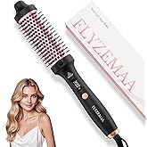 Thermal Brush, FLYZEMAA 1.5 Inch Curling Iron for Long Dry Hair, Heated Round Brush Straightener with 3 Temp Settings, 30s Fast Heat for Curling & Volumizing, Anti-Scald Nylon Bristles(Black)