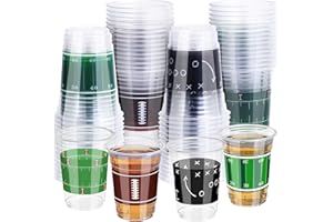 AMDBHC 60 Pcs Football Party Cups in Bulk, 16 Oz Disposable Plastic Football Cups in 4 Patterns for Themed Birthday Party Supplies