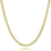 4mm 14K Gold Necklace for Women Dainty Gold Necklace for Women Golden Chain for Men 14k Whispers of Heritage with Chinese Ancient Fret Patterns Waterproof Snake Golden Chain Necklaces 16,18,20,22,24in