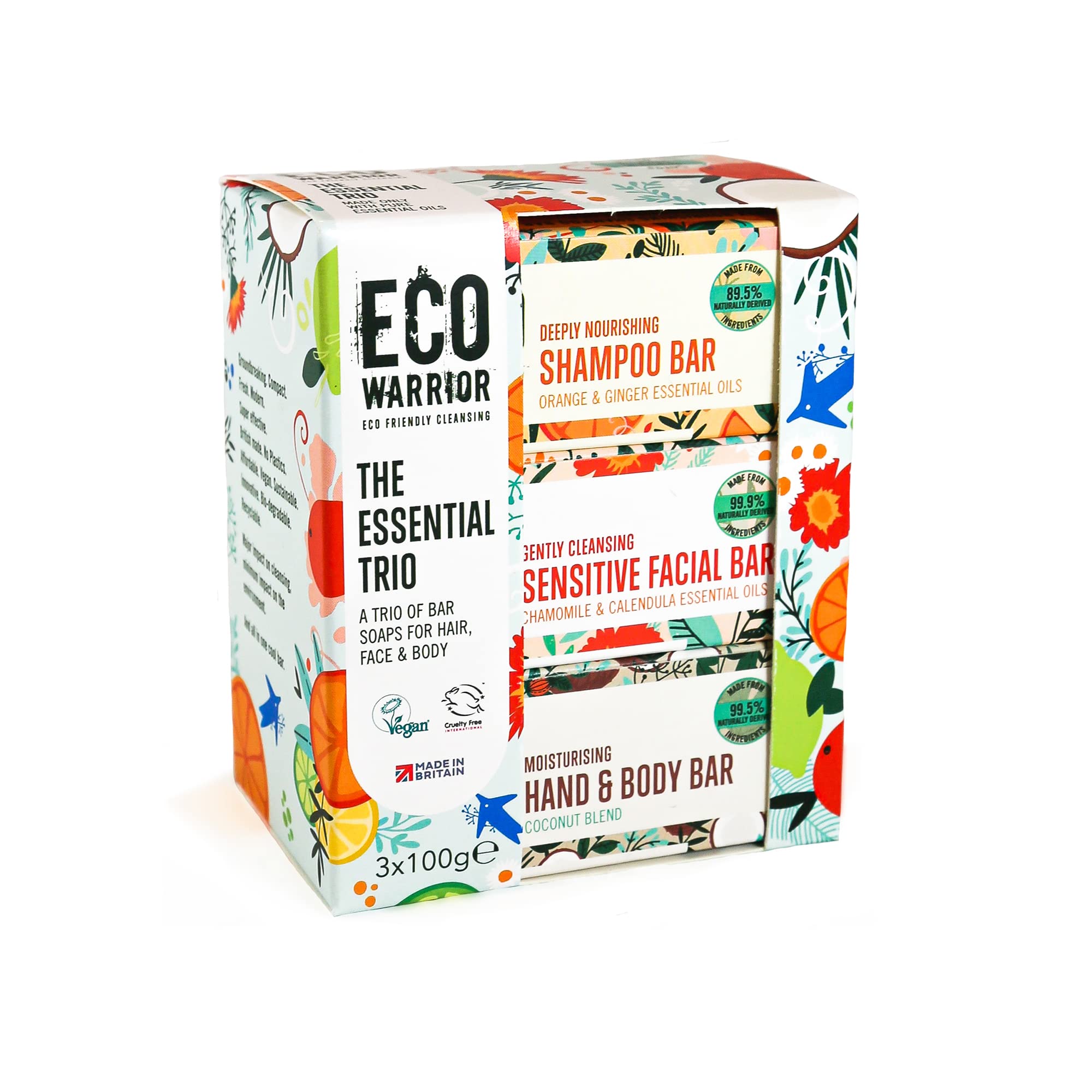 Eco Warrior Soap Gift Set - Vegan, Cruelty Free, No SLS or Parabens, Little Soap Company Essential Trio Body & Hand Soap Bars,Gifts for Him or Her, 3 x 100g