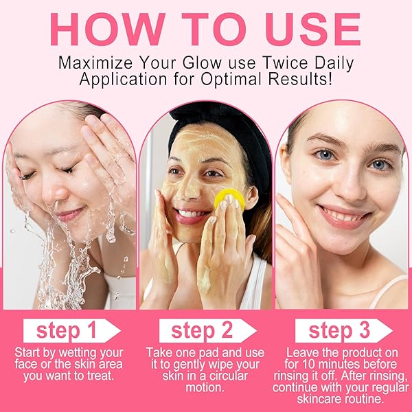 TURMERIC KOJIC ACID CLEANSING PADS – TURMERIC FACIAL CLEANSING PADS FOR ACNE FIRMING SKIN – CLEANSING TURMERIC PADS – REMOVE EXCESS KERATIN CLEAN PORES 50PCS