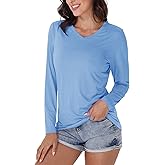 EKLENTSON Women's Long Sleeve T Shirts V-Neck UPF 50+ UV Sun Shirt Quick Dry Performance Tees Workout Athletic Tops