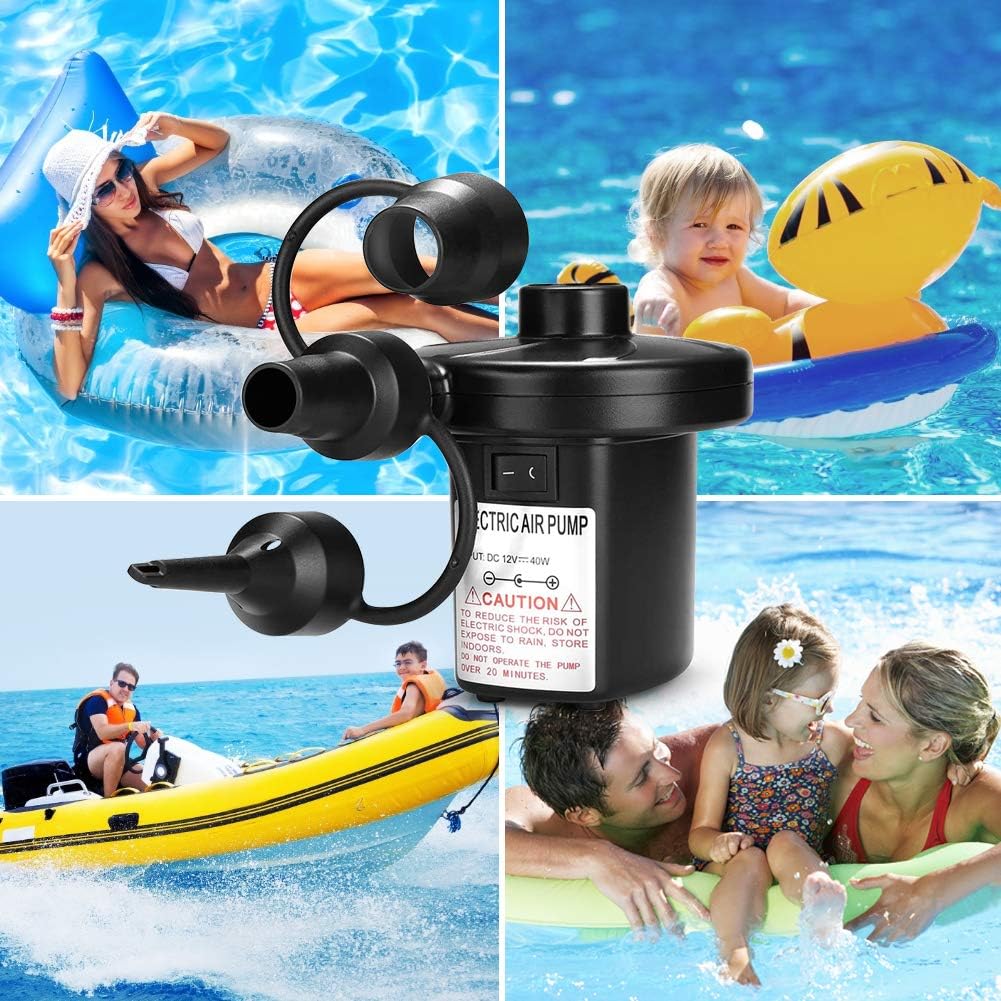Electric Air Pump,Portable Air Pump for Air Mattress,Quick-Fill Air Pump with 3 Nozzles Perfect Inflator Deflator Air Pumps for Outdoor Camping,Swimming Ring: Sports & Outdoors