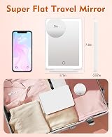 FUNTOUCH Rechargeable Travel Makeup Mirror with Lights 10X Magnifier 80 LEDs view 3