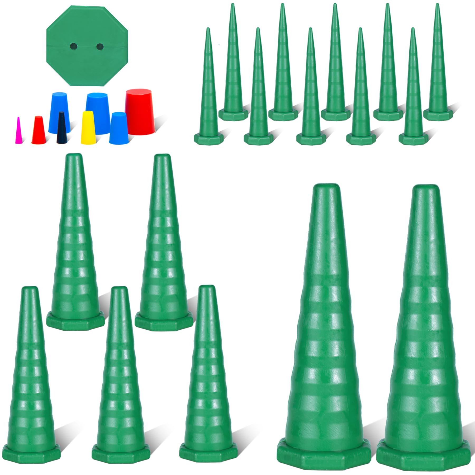 Photo 1 of 25PCS Hydraulic Oil Service Plugs,Universal Hydraulic Oil Line Service Rubber Plugs and Caps Kit,for Hose,Oil Pipes,Irrigation,3 Sizes(Green)