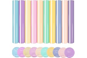 Tintnut 3D Puff Vinyl Heat Transfer - 10 Sheets 12inches X 10inches Pastel Puff HTV Puff Heat Transfer Vinyl 3D Puffy Iron On Vinyl for T-Shirts DIY Compatible with Cricut Or Silhoutte Cameo