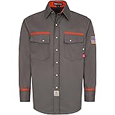 BOCOMAL FR Shirts for Men Flame Resistant Light Weight NFPA2112 Fire Retardant Welding Shirt Water & Oil Repellent Finish