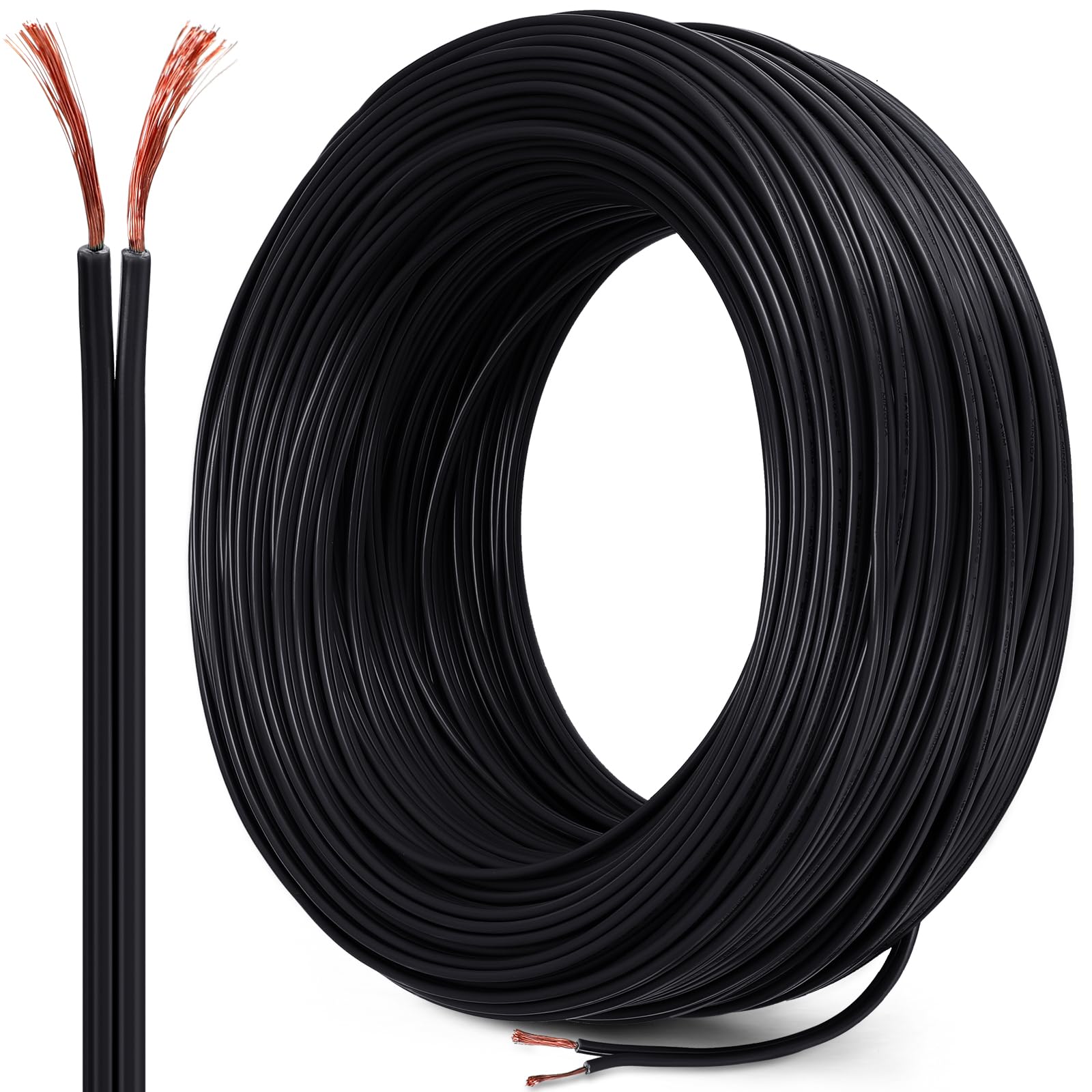 Photo 1 of Handepo 492 ft Christmas SPT-1 Wire Green Electrical 7 Amps Blank Lighting Christmas Landscape Wire for Outdoor Indoor Light and Lamp Extension Cable(Black)
