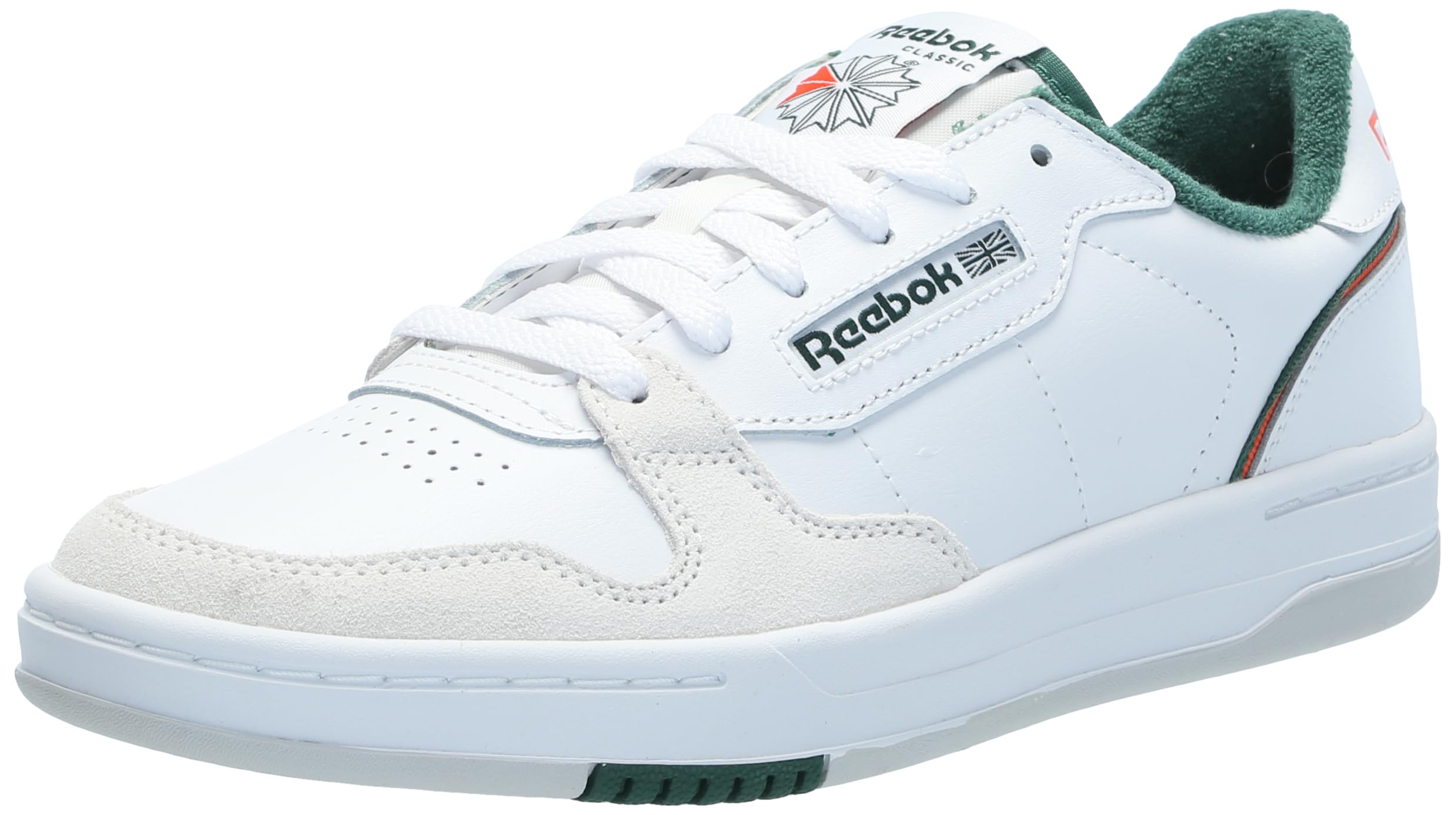 Reebok Unisex Phase Court Sneaker, White/White/Dark Green, 6.5 US Men