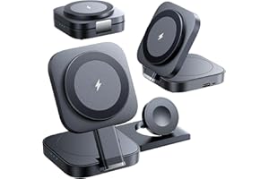LISEN 3 in 1 Charging Station for Apple Devices Magsafe Wireless Charger Stand for iPhone, Travel Wireless Charging Station f