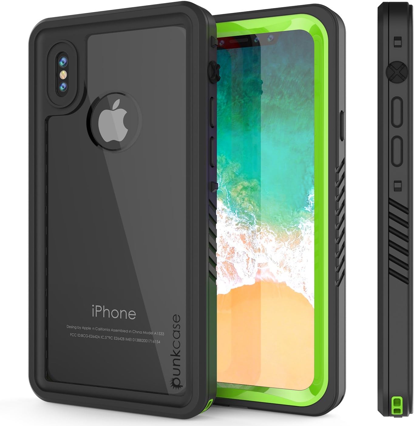 PunkCase iPhone XS Max Waterproof Case, [Extreme Series] [Slim Fit] [IP68 Certified] [Shockproof] [Snowproof] Armor Cover W/Built In Screen Protector Compatible W/Apple iPhone XS Max [Light Green]