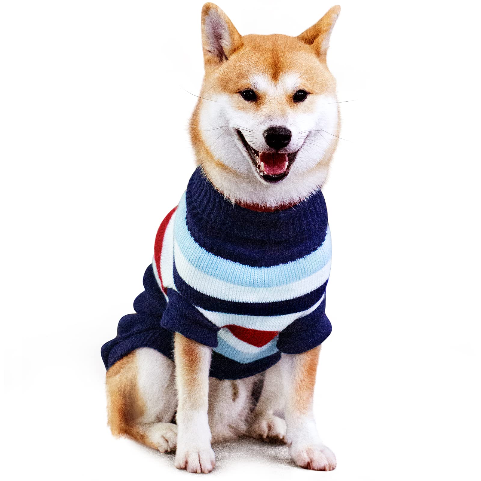 Dog Jumper Large Dog Christmas Sweater Warm Winter Pet Clothes for Medium Large Pet (M Back Length:20"/Blue)