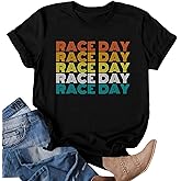 Womens Racing Shirt Race Day T-Shirt Racing Lover Tshirt Racing Gifts Tops Race Mom Short Sleeve Shirt