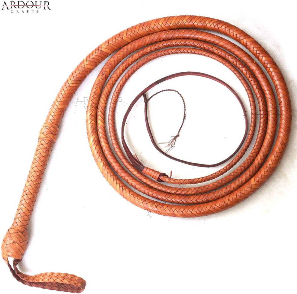 Ardour Crafts Kangaroo Hide Bull Whip 04 to 16 Feet, 12 Plaits Custom BULLWHIP Belly and Bolster Construction Indiana Jones Style Heavy Duty