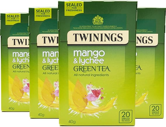 Twinings Mango And Lychee Green Tea Bags 40 G 20 Tea Bags Packs Of 4 Total 80 Teabags Amazon Ca Grocery