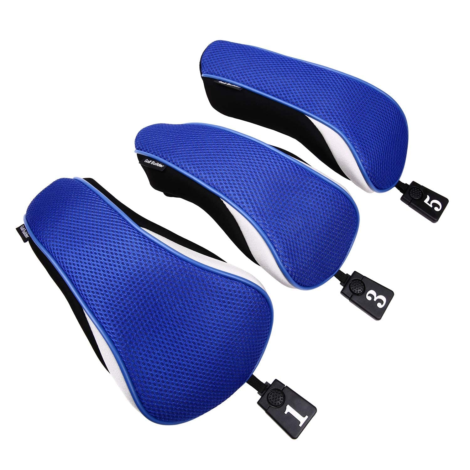 Sword &Shield sports 3pcs/Set New Driver # 1 3 5 Fairway Wood Cover Golf Club Headcover (Blue)
