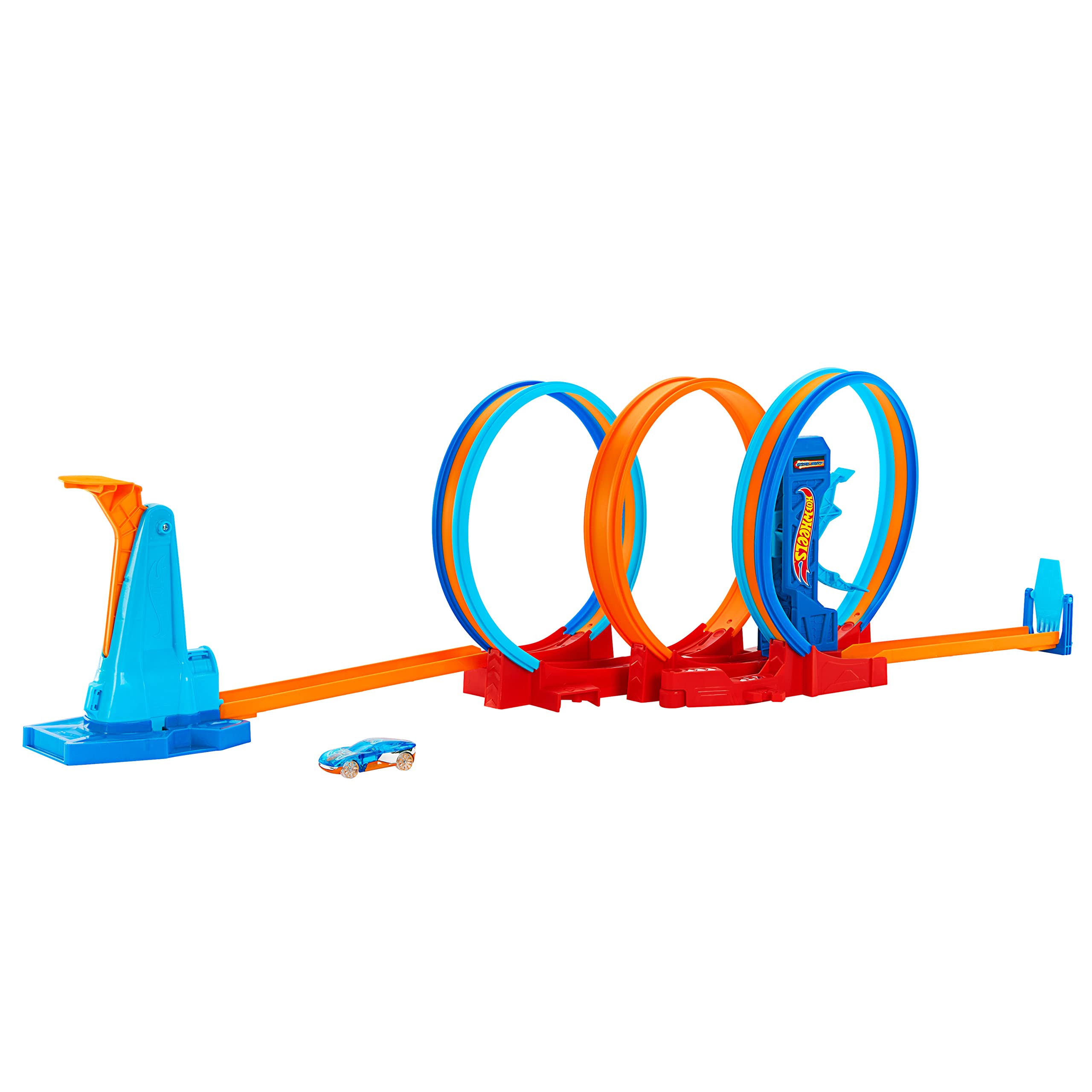 Hot Wheels Ultra Hots Triple Loop Track Playset with 3 Loops and 1 1:64 Scale Car Included, Connects to Other Hot Wheels Sets and Foldable for Storage, Kids Toys, 4+ Years, HPX93
