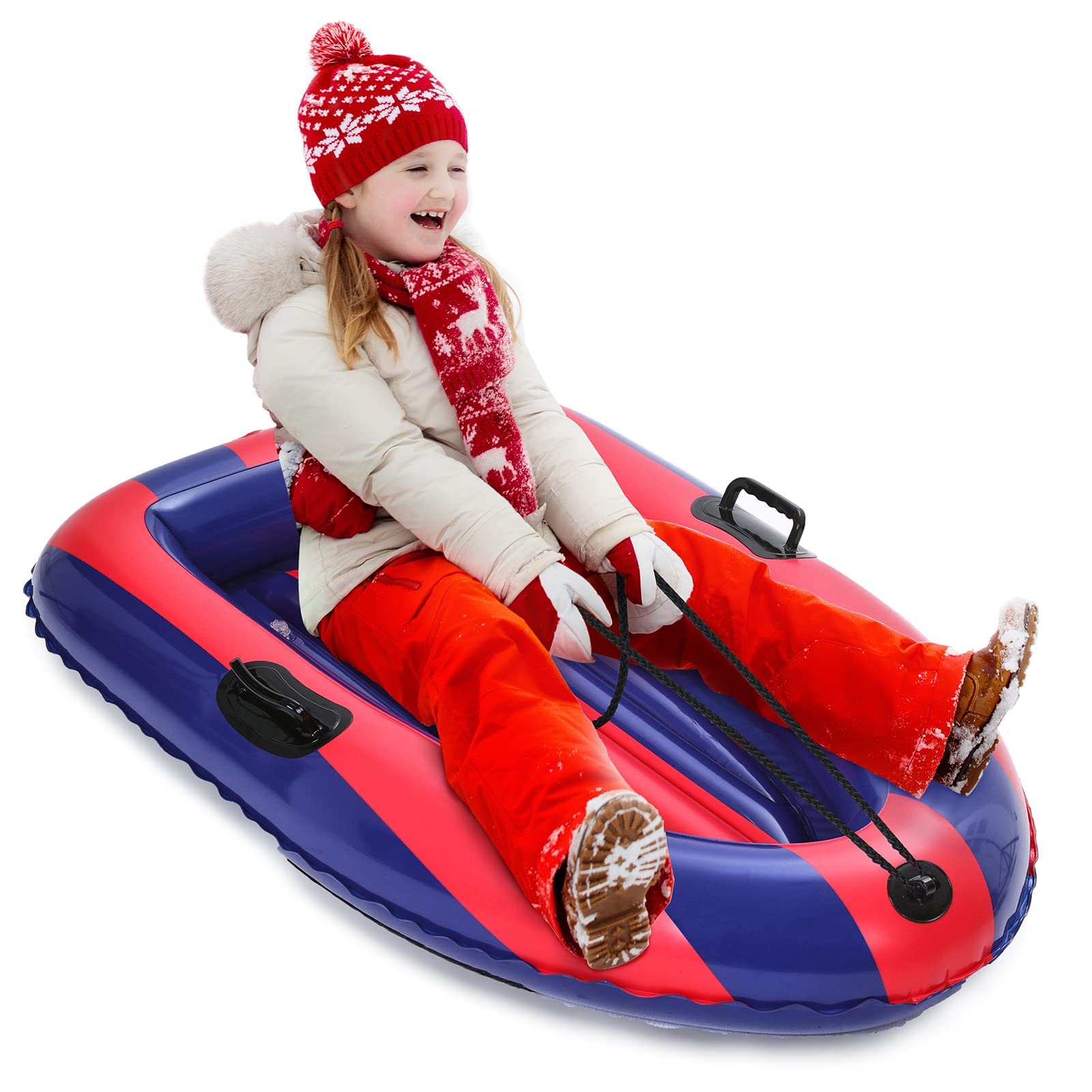 Photo 1 of QPAU Inflatable Snow Sled, Heavy Duty Snow Tube with Reinforced Handles, Snow Sleds for Kids and Adults Winter Toys Gifts, Toboggan for Family Outdoor Sledding